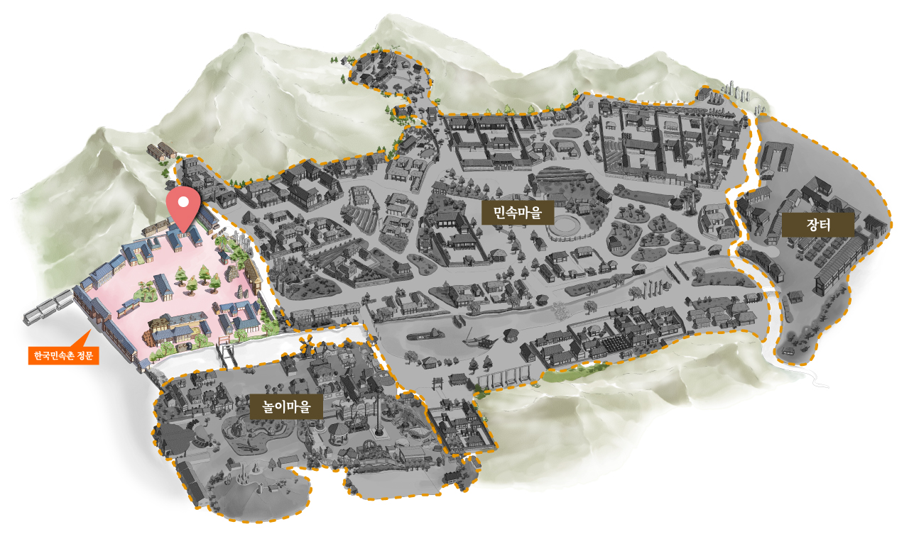 한국민속촌 한국관 위치 안내